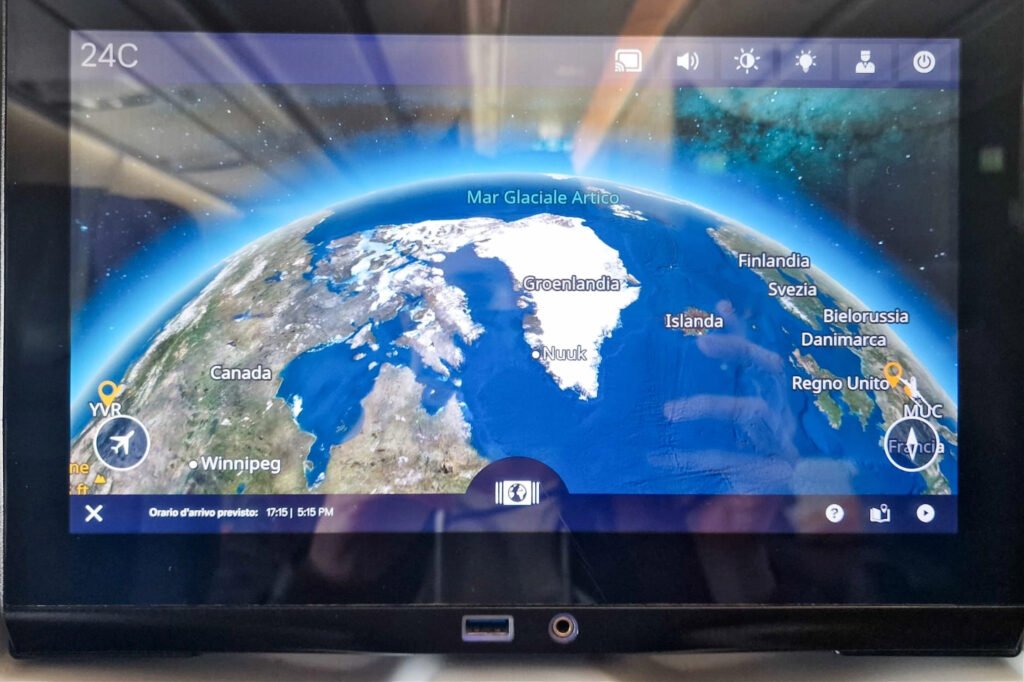 Schermo volo aereo da Monaco a Vancouver